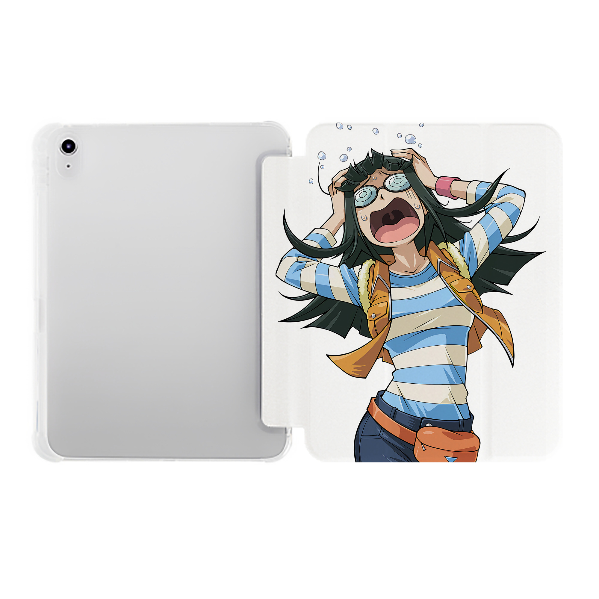 （画像用） 遊☆戯☆王 Yu-Gi-Oh! IPad ケース ペン収納付き 三つ折りスタンド PUレザー×シリコン 対応機種9.5/10.5/10.9インチ